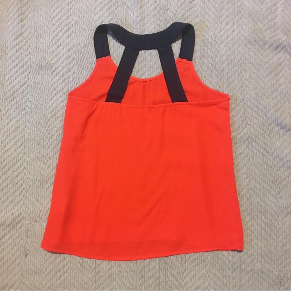 Red Sleeveless Blouse with Navy Straps - Picture 3 of 8